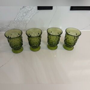 Mid century modern avocado green glass set